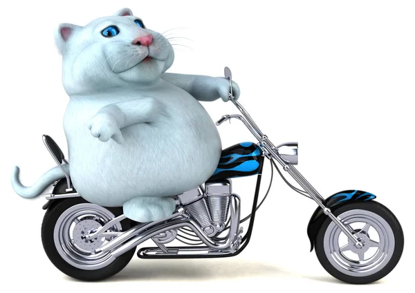 Zábavná Kočka Motorce Ilustrace — Stock fotografie