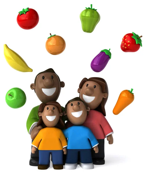 Happy Family Food Illustration — Stock Photo, Image