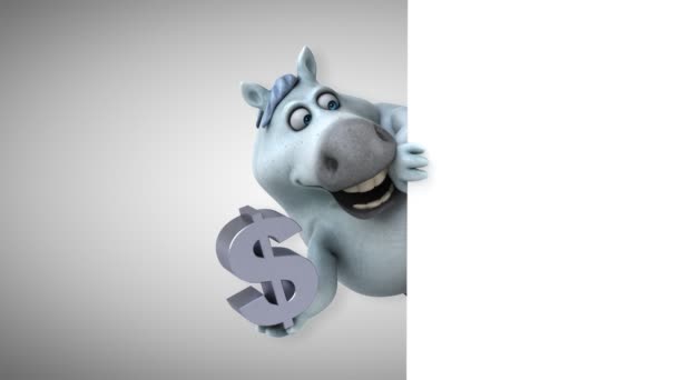 Divertido Caballo Con Dólar Animación — Vídeos de Stock