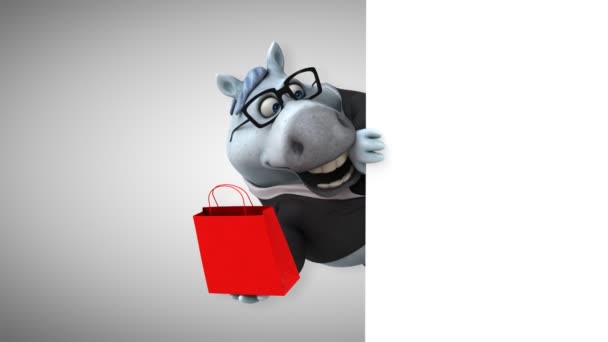 Rolig Häst Med Väska Animation — Stockvideo