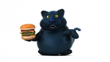 Eğlenceli çizgi film karakteri ile burger - 3d animasyon 