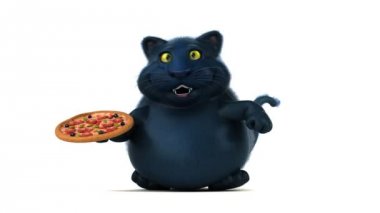 Pizza ile eğlenceli çizgi film karakteri - 3 boyutlu animasyon 