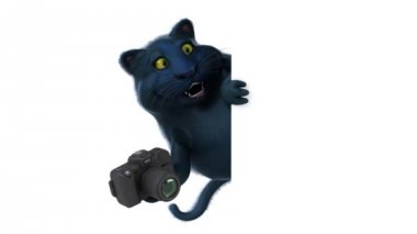 Eğlenceli çizgi film karakteri ile kamera - 3d animasyon 