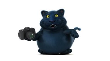 Eğlenceli çizgi film karakteri ile kamera - 3d animasyon 