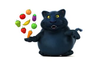 komik çizgi film karakteri ile meyve ve sebze - 3d animasyon 