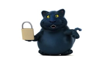 Komik çizgi film karakteri ile asma kilit - 3d animasyon 