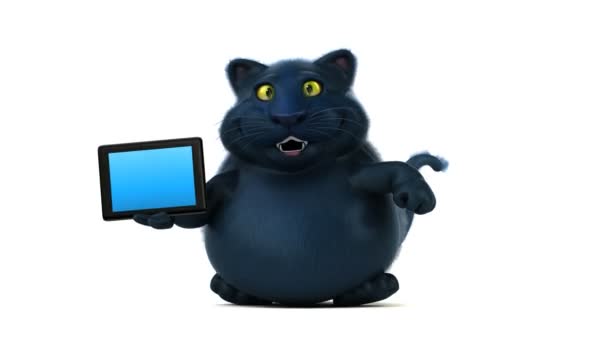 Rolig Katt Med Tablett Animation — Stockvideo
