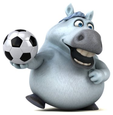 Eğlenceli çizgi film karakteri ile topu - 3d çizim