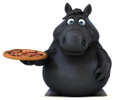 Pizza - 3d çizim ile eğlenceli çizgi film karakteri