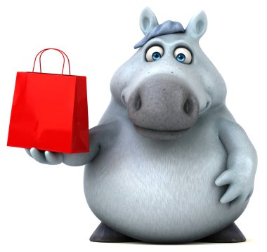 Eğlenceli at karakteri ile çanta - 3d çizim