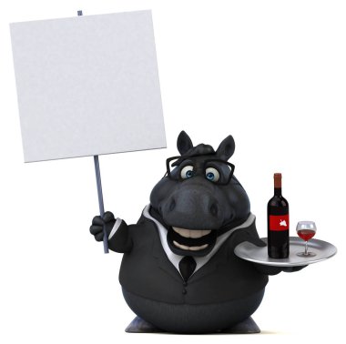 Şaraplı komik çizgi film karakteri - 3D İllüstrasyon