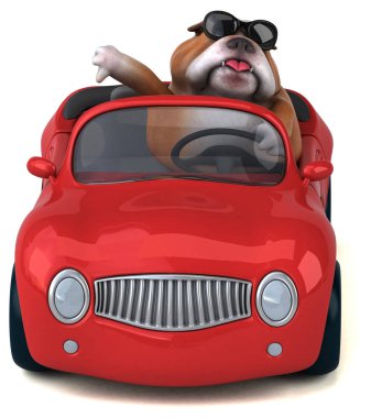 Araba - 3d çizim eğlenceli çizgi film karakteri