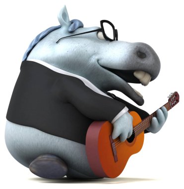 Müzik - 3d çizim eğlenceli çizgi film karakteri