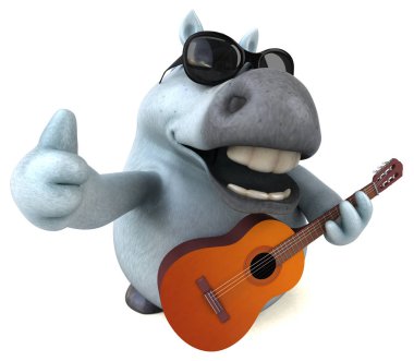 Müzik - 3d çizim eğlenceli çizgi film karakteri