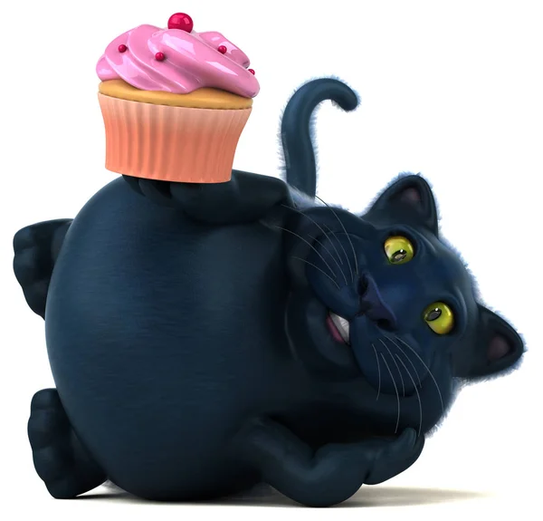 Leuk Personage Met Cupcake Illustratie — Stockfoto