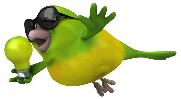 Zabawny Zielony Ptak Lampy Ilustracja — Zdjęcie stockowe