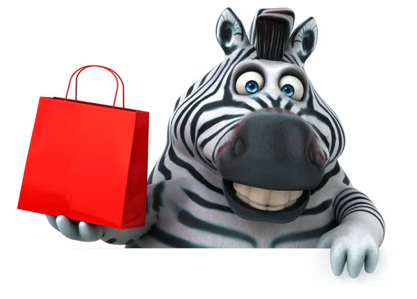 Zebra Divertida Com Saco Ilustração — Fotografia de Stock