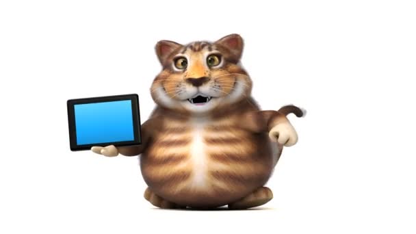 Fun Cat Tablet Animation — Stock Video