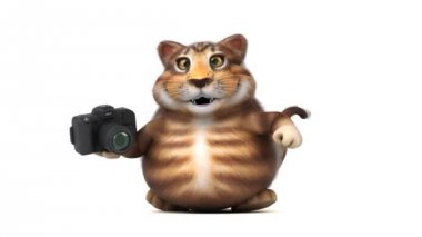 Eğlenceli çizgi film karakteri ile kamera - 3d animasyon 