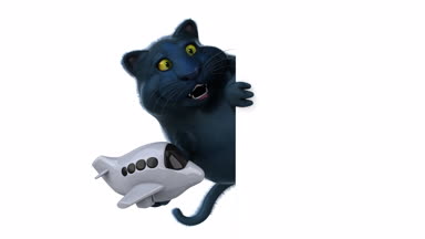 komik çizgi film karakteri ile uçak - 3d animasyon 