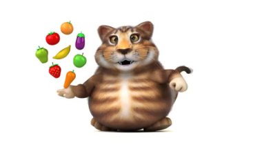 komik çizgi film karakteri ile meyve ve sebze - 3d animasyon 