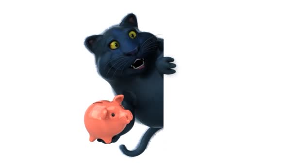アニメーションと楽しい猫のキャラクター — ストック動画