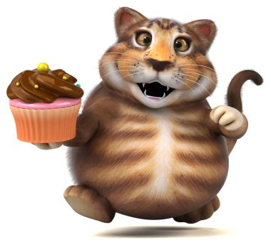Cupcake - 3d çizim ile eğlenceli çizgi film karakteri