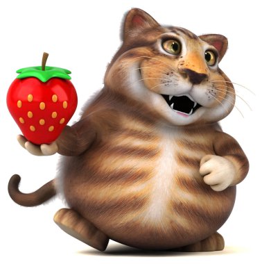Çilek - 3d çizim ile eğlenceli çizgi film karakteri