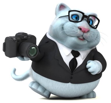 Eğlenceli çizgi film karakteri ile fotoğraf makinesi - 3d çizim