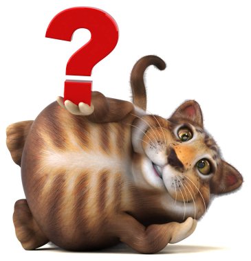 Eğlenceli çizgi film karakteri ile soru - 3d çizim