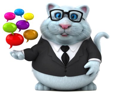 Eğlenceli çizgi film karakteri ile - 3d illüstrasyon kabarcıklar