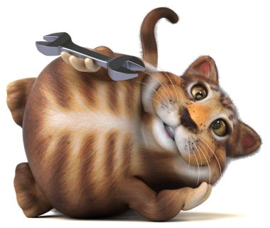 Aletli eğlenceli kedi - 3D Görüntü