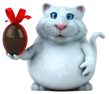 Yumurtalı eğlenceli kedi - 3D Görüntü