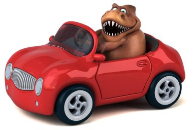 Araba - 3d çizim eğlenceli çizgi film karakteri