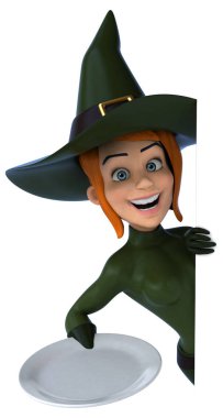 Eğlenceli çizgi film karakteri ile plaka - 3d çizim