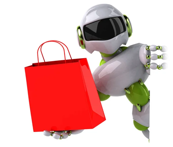 Fun Cartoon Character Shopping Bag Illustration — Stock Photo, Image