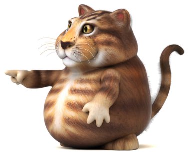 Eğlenceli kedi karakteri - 3D İllüstrasyon