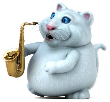 Jazz - 3d çizim oynarken eğlenceli kedi