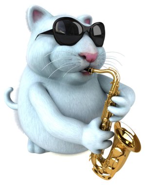 Jazz - 3d çizim oynarken eğlenceli kedi