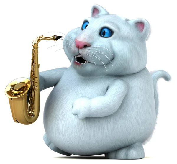 Jazz - 3d çizim oynarken eğlenceli kedi