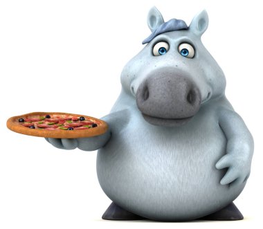 Pizza - 3d çizim ile eğlenceli çizgi film karakteri