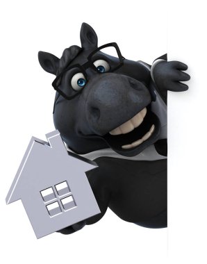 Eğlenceli çizgi film karakteri ile ev - 3d çizim