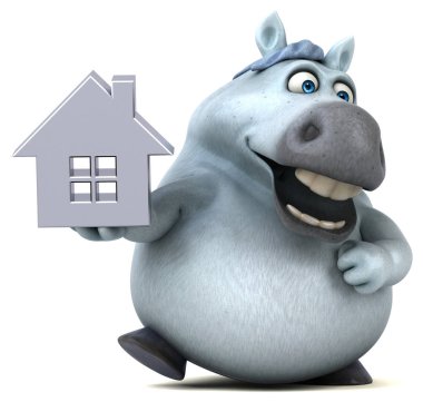 Eğlenceli çizgi film karakteri ile ev - 3d çizim