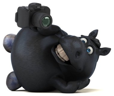 Eğlenceli çizgi film karakteri ile fotoğraf makinesi - 3d çizim