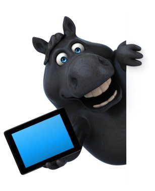 Eğlenceli çizgi film karakteri ile tablet - 3d çizim