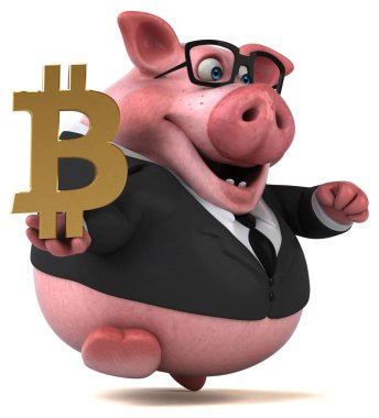 Bitcoin - 3d çizim ile eğlenceli çizgi film karakteri