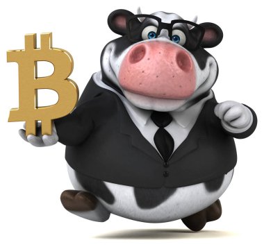 Bitcoin - 3d çizim ile eğlenceli çizgi film karakteri