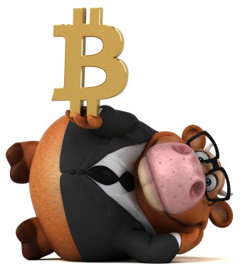 Bitcoin - 3d çizim ile eğlenceli çizgi film karakteri