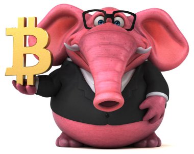 Bitcoin - 3d çizim ile eğlenceli çizgi film karakteri