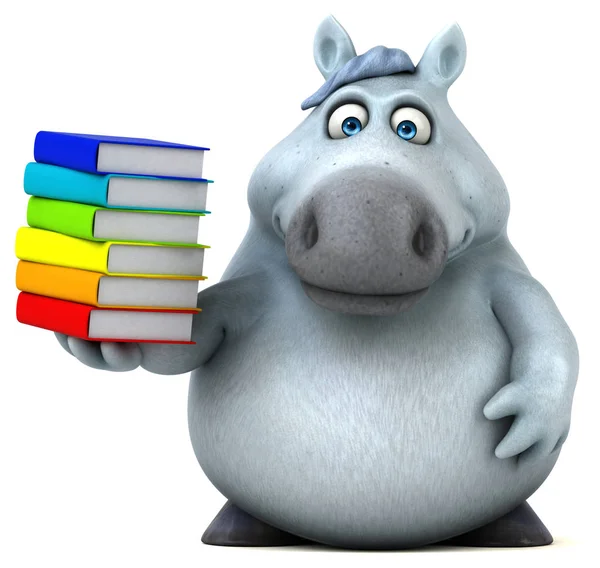 Kitaplı eğlenceli at - 3D Görüntü